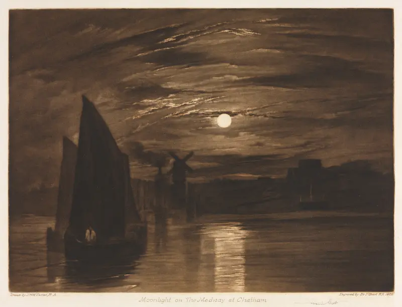 Moonlight on the Medway at Chatham, engraving by Sir Frank Short