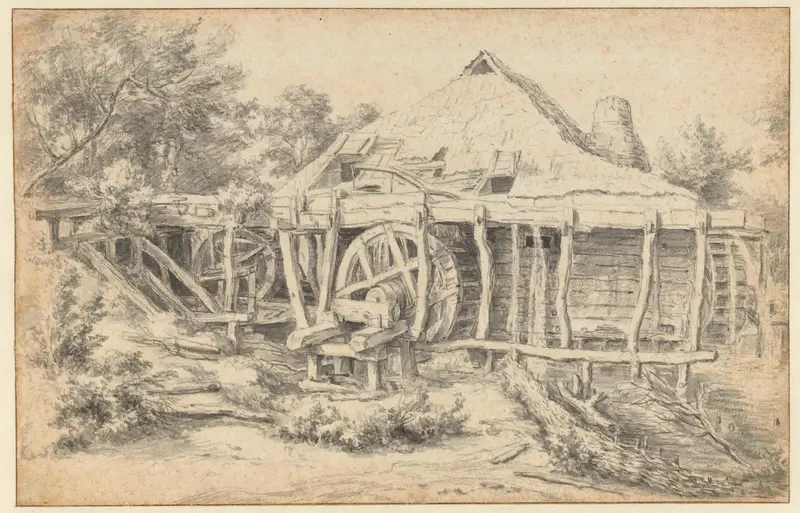 View of a watermill by Jacob Isaacksz van Ruisdael, oil on canvas