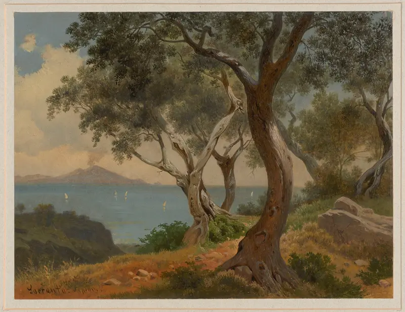 View of Vesuvius from Sorrento, oil on canvas by Arthur Blaschnik