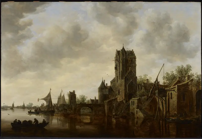 River landscape with Pellecussen Gate by Jan van Goyen, oil painting