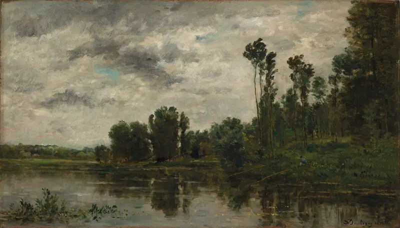 View of the Oise River, oil on panel by Charles-François Daubigny
