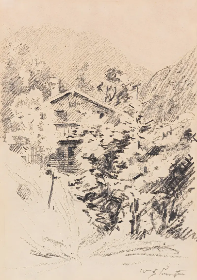 Lovis Corinth's oil painting Walchensee depicting tranquil water and sky reflections.