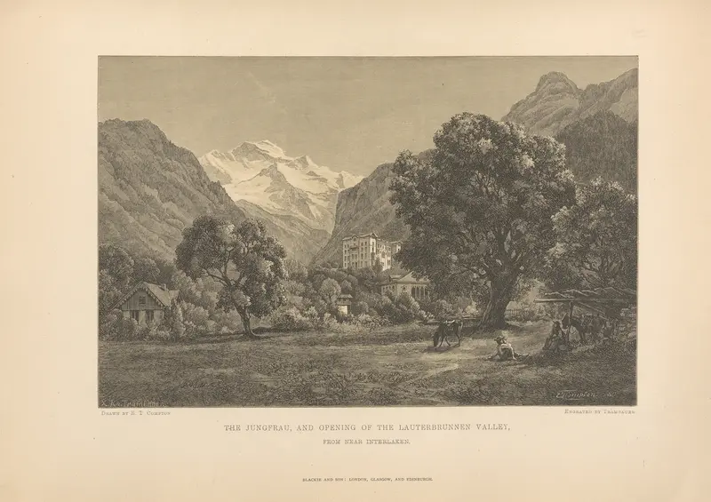 The Jungfrau, and Opening of the Lauterbrunnen Valley, oil on canvas by Theodor Gsell Fels