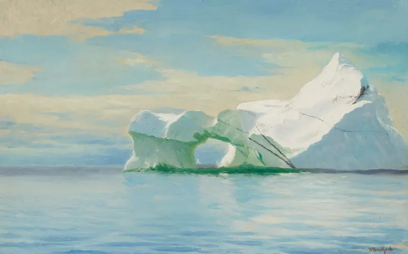 Arctic Seascape by William Bradford, oil painting of a vast icy ocean horizon.