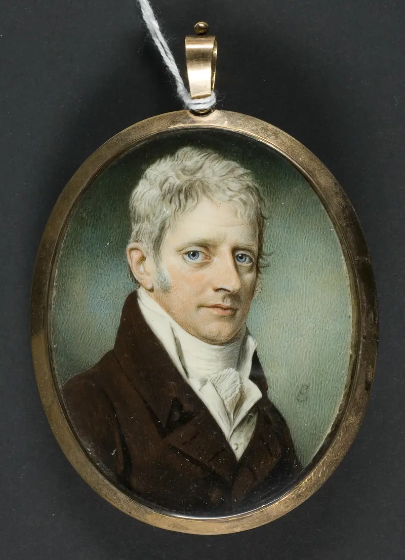 Portrait of a gentleman in finery, ivory medium, by English