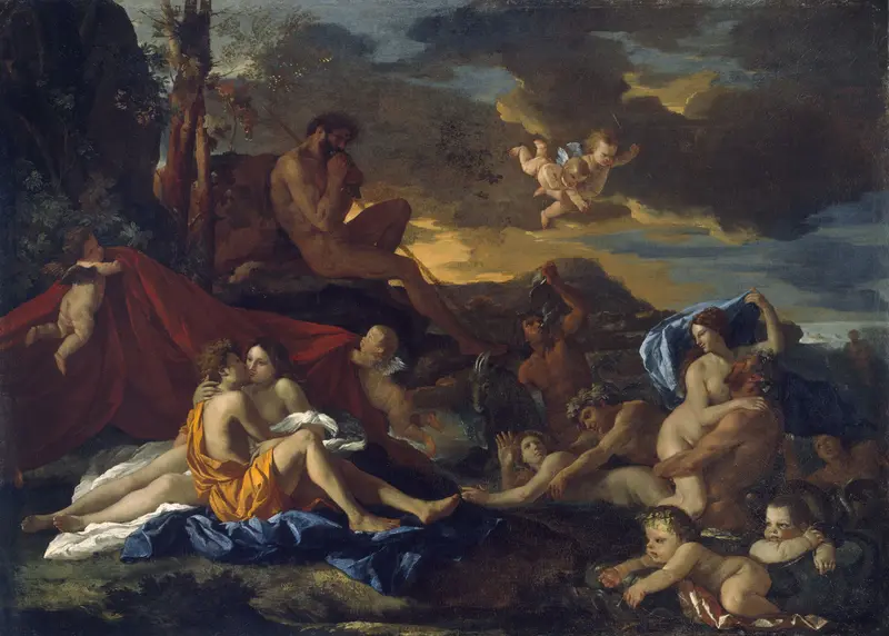 A depiction of the mythological lovers Acis and Galatea by Nicolas Poussin.
