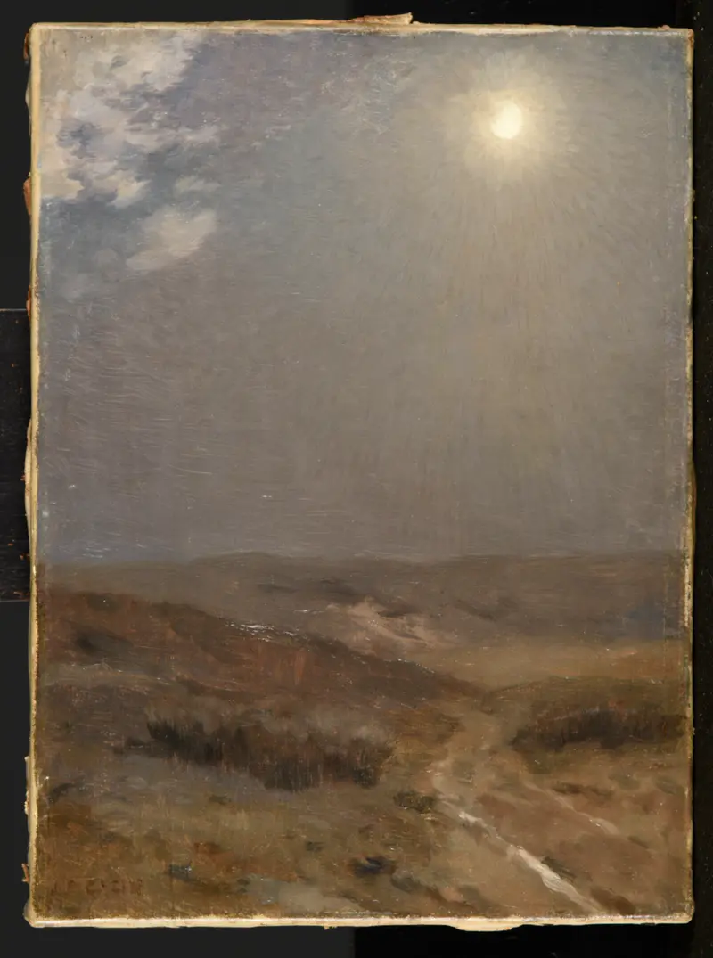 Paysage au clair de lune by Jean Charles Cazin, oil on canvas depicting a tranquil moonlit landscape.