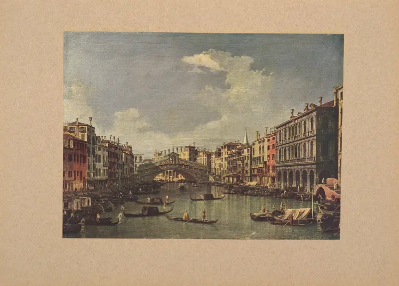 Il ponte di Rialto by Corrado Ricci, realism, depicting a detailed bridge