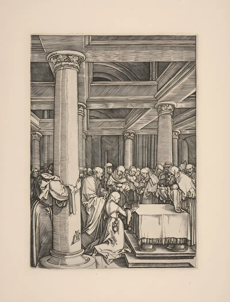 Albrecht Dürer's 'Presentation of Christ in the Temple' depicts a significant biblical event.
