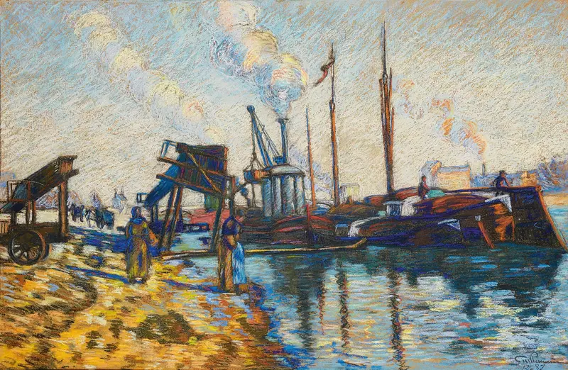 Quai de la Seine à Paris by Armand Guillaumin, oil painting depicting reflections on water.