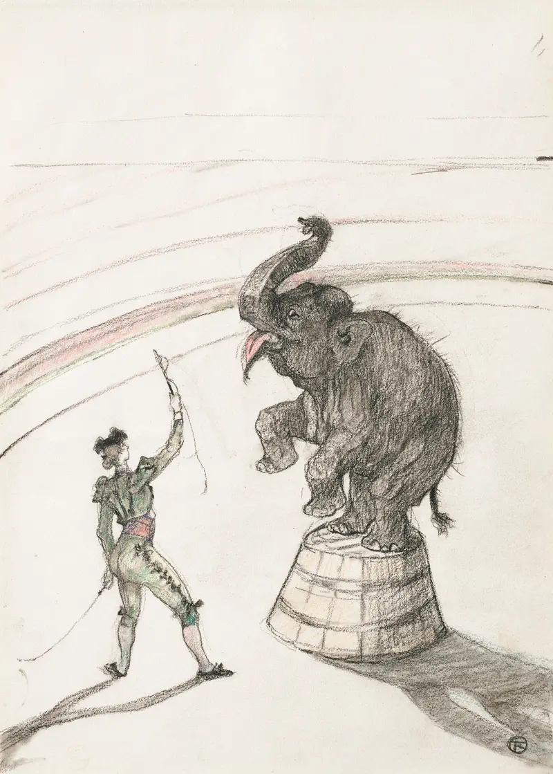 Henri de Toulouse-Lautrec's painting features a free elephant at the circus.