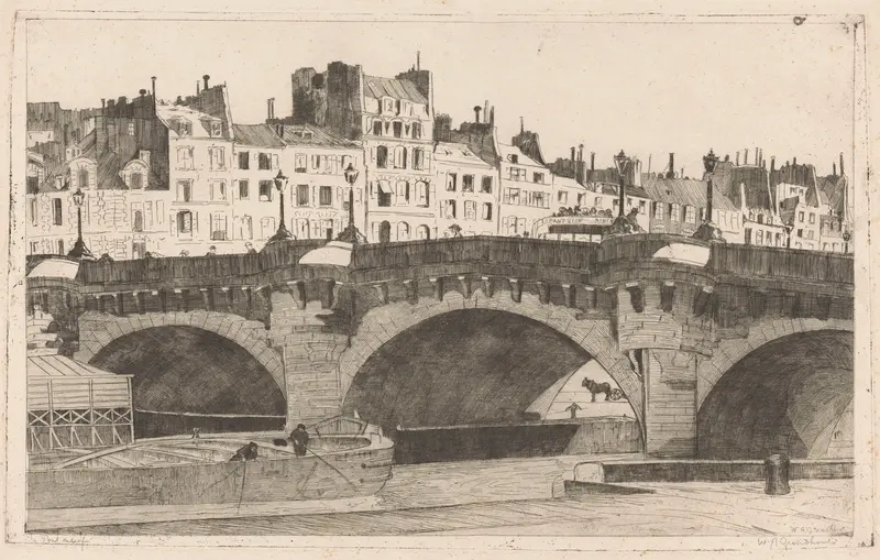 Landscape of Pont Neuf by Willem Adrianus Grondhout, oil painting