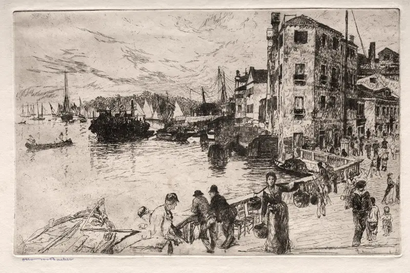 Watercolor by Otto Henry Bacher depicting a serene landscape at Castello Quarters, Riva