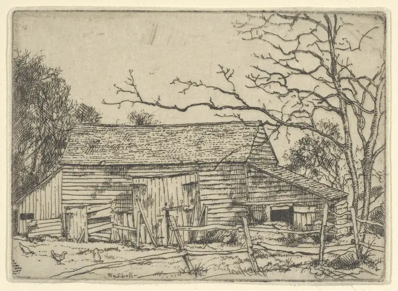 The Barn–Staten Island, N.Y. watercolor on paper by Ernest Haskell