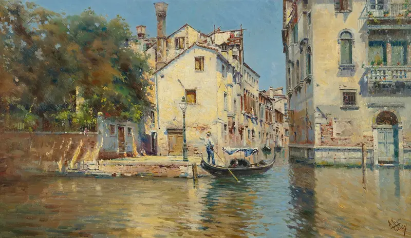 Venice landscape by Antonio María de Reyna Manescau, oil on canvas