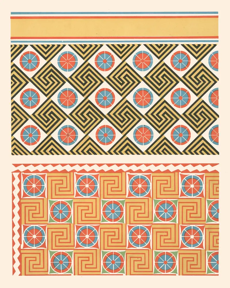 Ceiling design with intricate patterns and colors by Gustave Jéquier, 1911