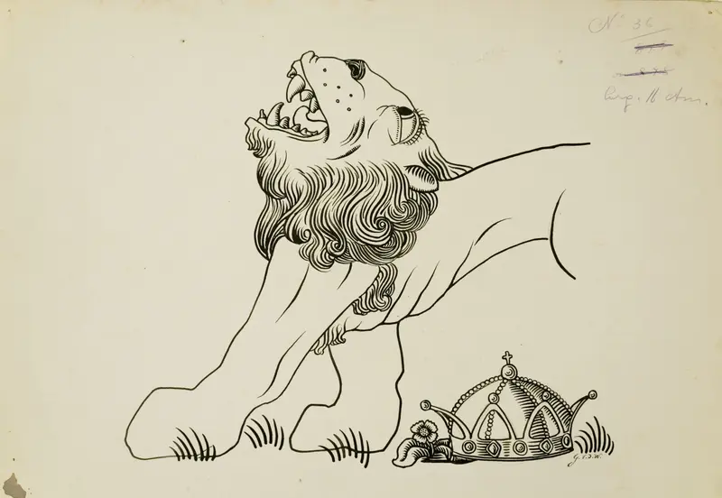 A king reveals the contents of a travelling bag, expressing deep sorrow amidst courtiers.