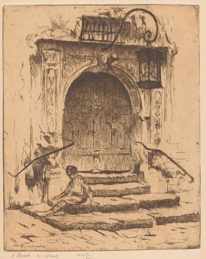 Architecture of Poort van het stadhuis in Rothenburg ob der Tauber, oil painting by Willem Adrianus Grondhout