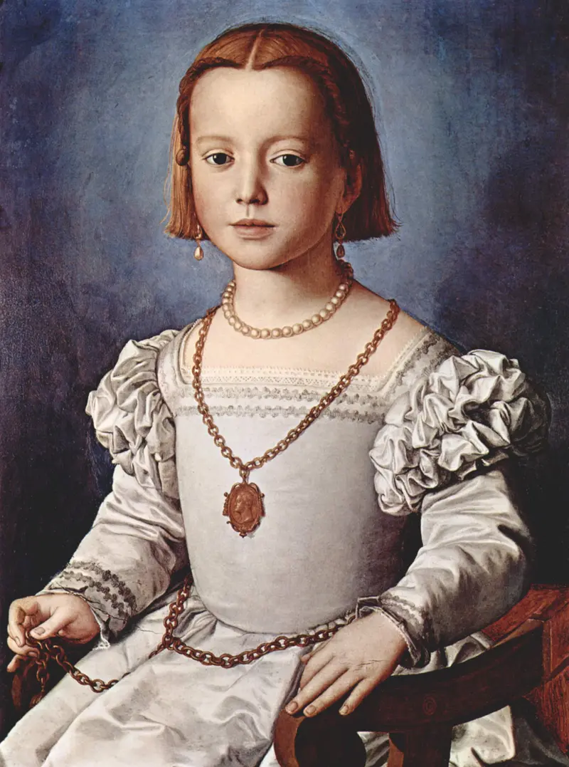 Agnolo Bronzino's 'Bia Di Cosimo De‘ Medici' is a striking portrait of a young girl.
