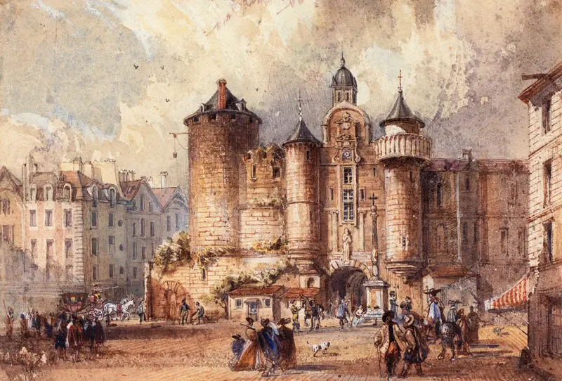 Genre scene of carnival festivities with masked figures by Auguste-Sébastien Bénard.