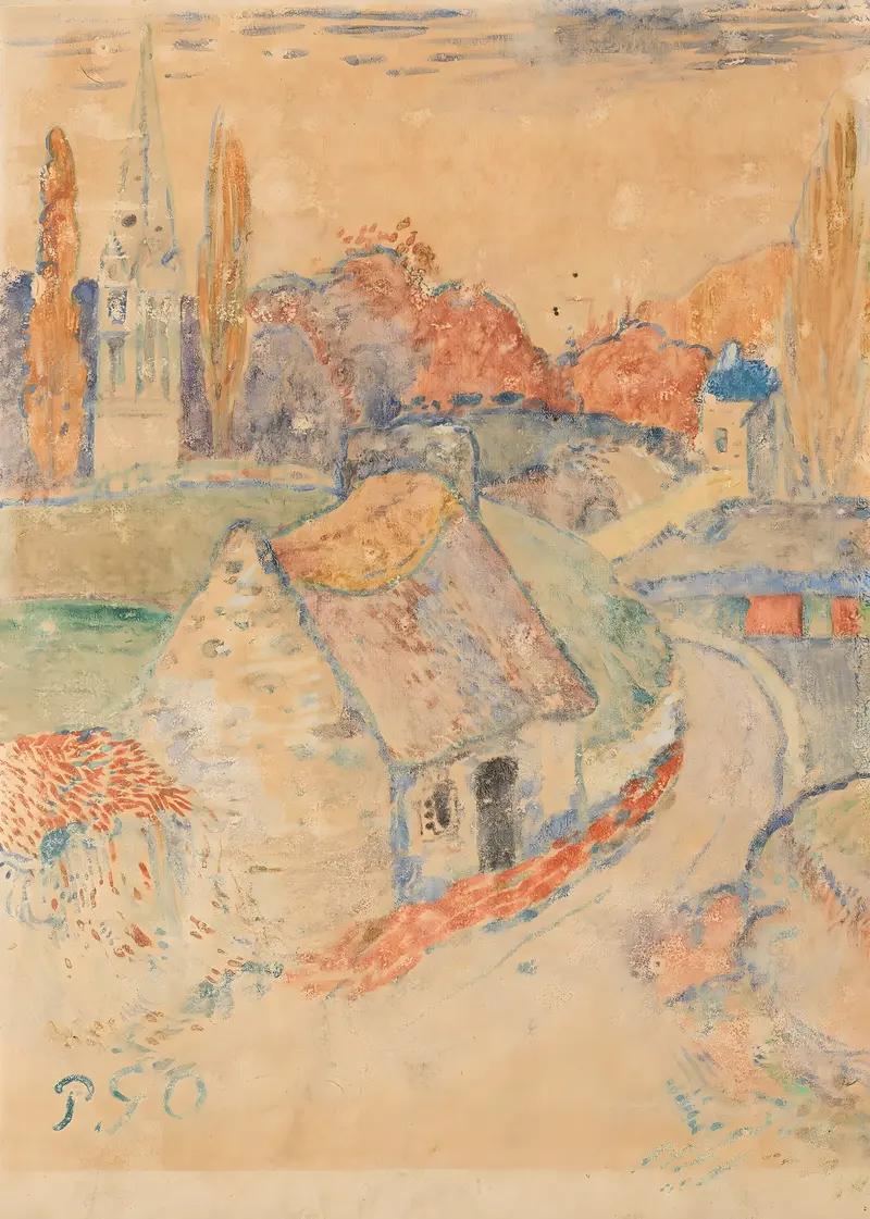 Paysage de Bretagne by Paul Gauguin, oil on canvas showing a vibrant landscape