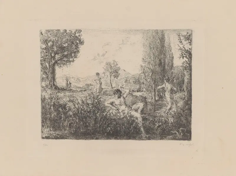 Pastorale by Ker-Xavier Roussel, oil on canvas depicting a serene landscape with flowing forms.