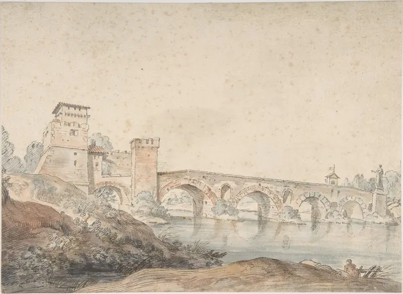 Ponte Molle, Rome by Claude-Joseph Vernet, oil painting