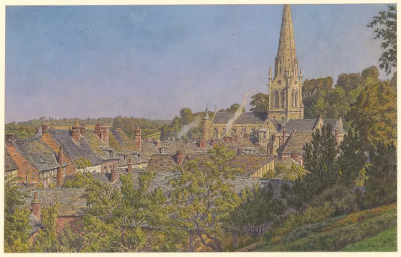 Auffay by Henri Rivière, lithograph depicting a tranquil landscape with hills and sky.