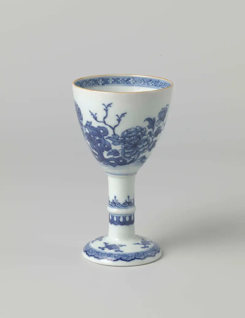 Stemcup with peony sprays and butterfly, Chinese Traditional art by Unknown Artist
