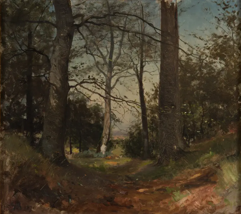 Forest scene with trees, oil painting by Gustaf Rydberg