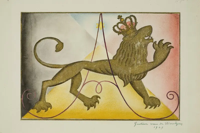 A crowned lion gazes out with an enigmatic expression, embodying themes of authority and vulnerability.