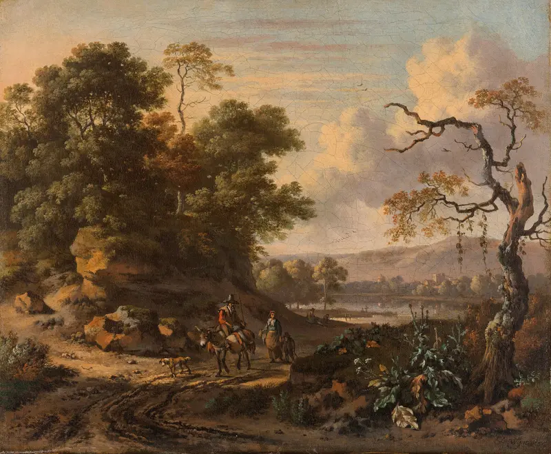 Landscape with a Man Riding a Donkey by Jan Wijnants, oil painting