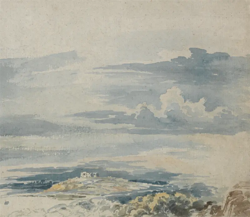 Landscape with a Castle on a Hill, oil on canvas by James Ward, featuring a castle amidst rolling hills.