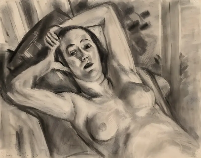 Henri Matisse's 'Nu allongé' features a reclining nude figure with vibrant colors.