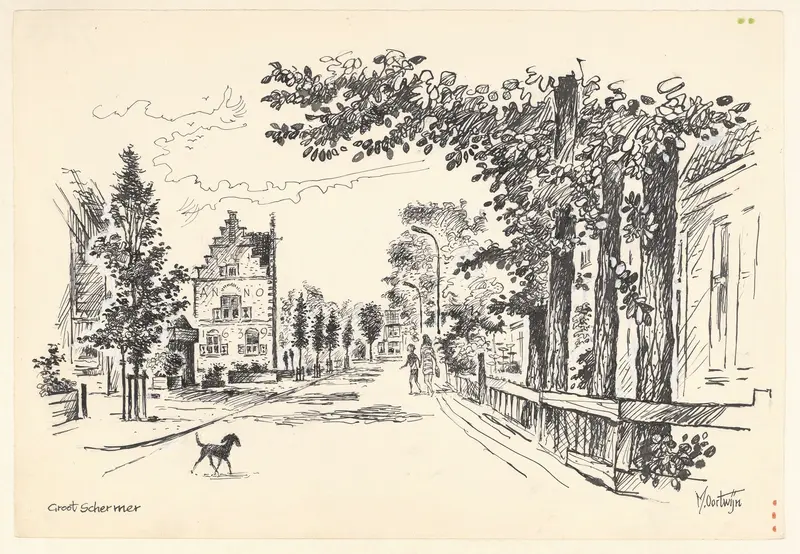Dutch Golden Age architecture by Maarten Oortwijn, depicting a raadhuis in a landscape