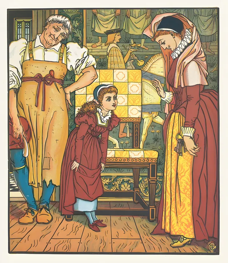 Walter Crane's 'Goody Two Shoes Pl 1' features vibrant colors and whimsical figures.