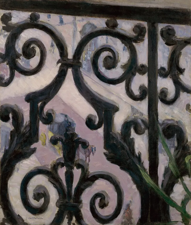 View from a balcony, oil on canvas by Gustave Caillebotte