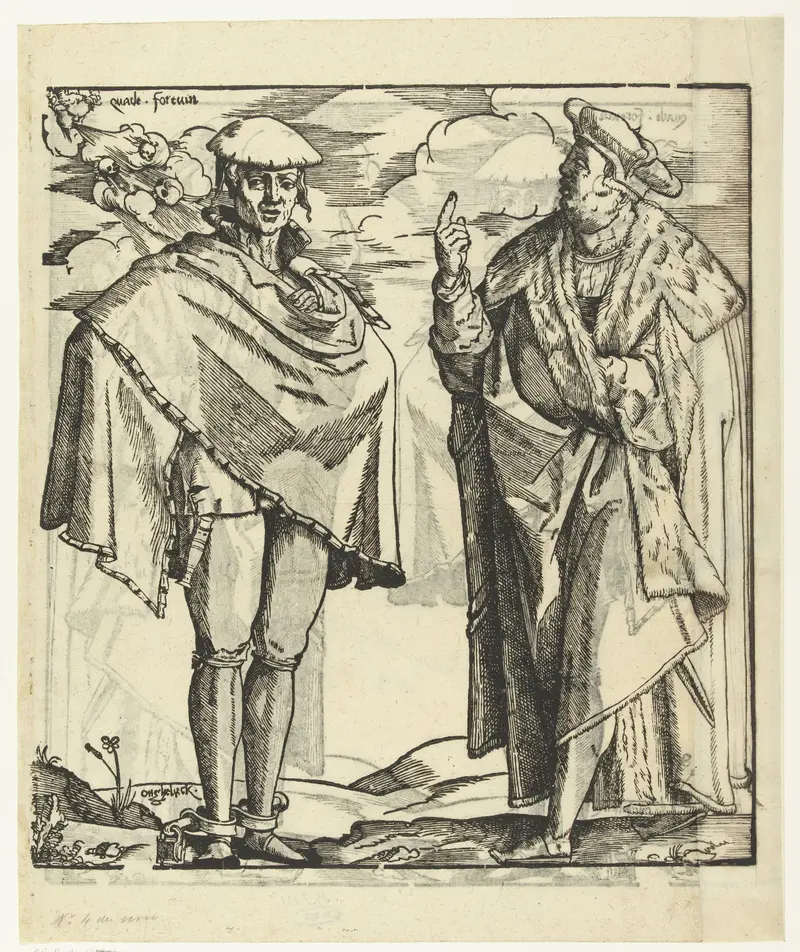 Genre scene of youthful figures in a sunlit landscape, paper by Cornelis Anthonisz