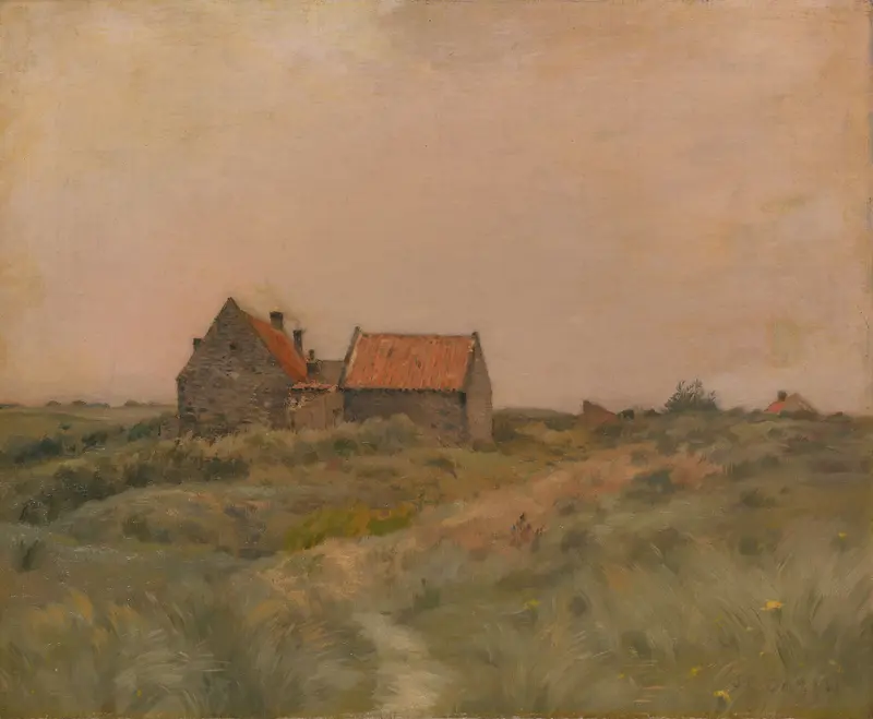 October Day by Jean Charles Cazin, oil on canvas depicting autumn trees and golden light