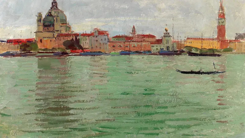 Modernism oil painting by Carl Moll depicting Santa Maria della Salute in Venice