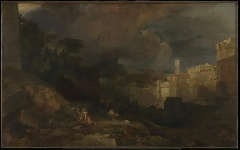 A dramatic depiction of the Tenth Plague of Egypt, showcasing chaos and grief.