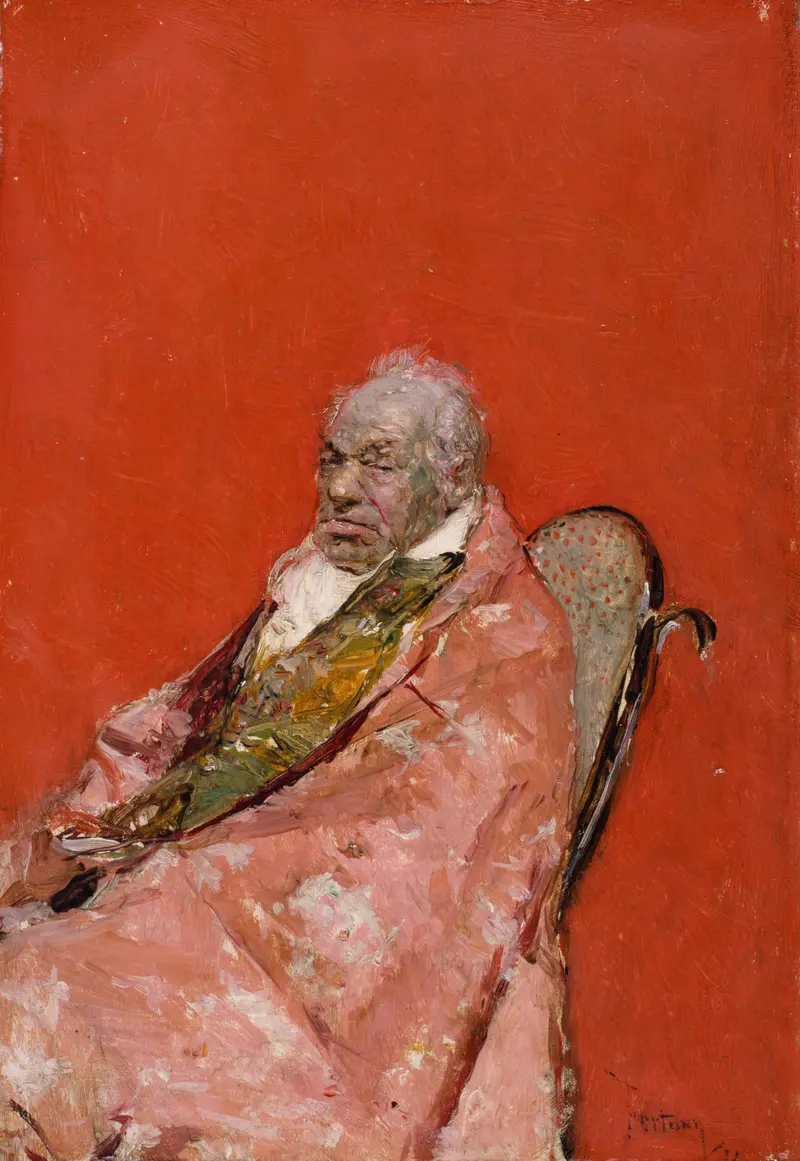 A dignified man in traditional ecclesiastical attire gazes thoughtfully, surrounded by rich colors.