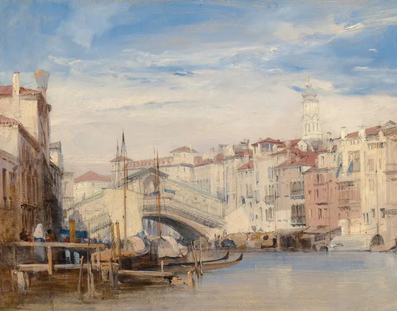 Rialto Bridge in Venice, oil painting by Richard Parkes Bonington