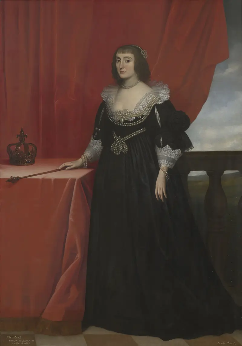 A portrait of Elizabeth Stuart, Queen of Bohemia, by Gerard van Honthorst.