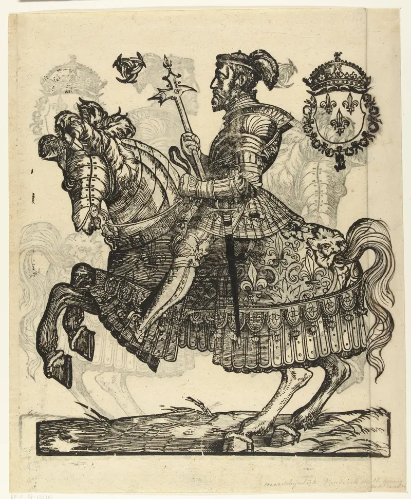 Portrait of Henry II of France on horseback, oil painting by Cornelis Anthonisz