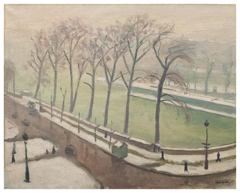 Pont-Neuf sous la neige, oil on canvas by Albert Marquet, depicting a snowy bridge over the Seine.