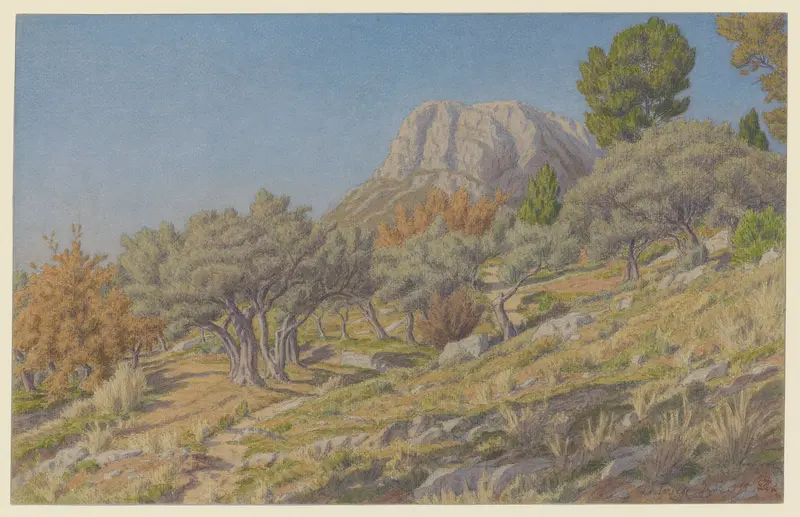 Landscape with hills and soft light, oil painting by Henri Rivière, 1932