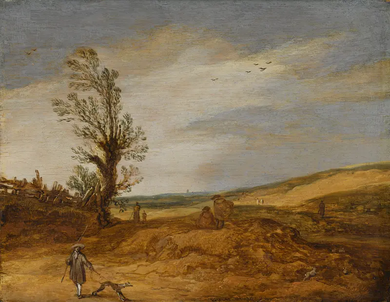 Landscape of dunes and sky by Esaias van de Velde, oil painting