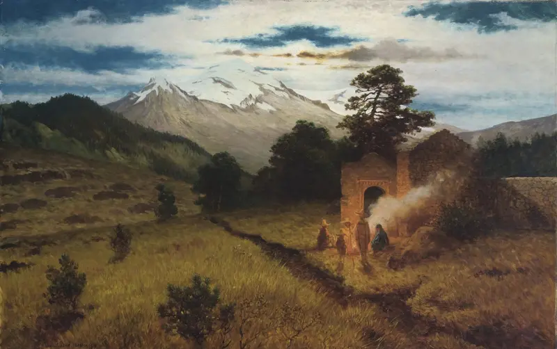 Landscape with the Iztaccíhuatl in the Background, oil painting by August Löhr