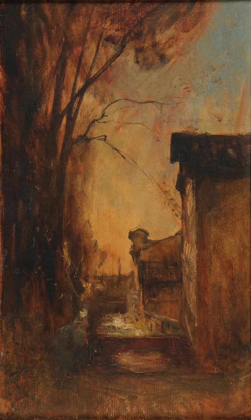 Allée des Tilleuls à Crémieu by François-Auguste Ravier, oil on canvas depicting a tree-lined path.